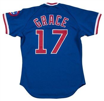 1988 Mark Grace Game Used & Signed Chicago Cubs Road Jersey (MEARS A8 & JSA)
